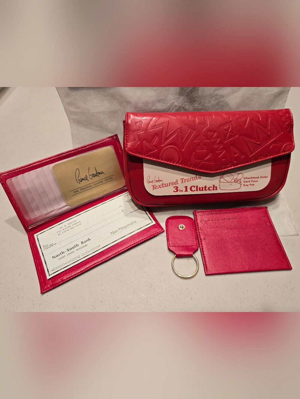 Vintage NWT Prince Gardner 3-in-1 Clutch Wallet Set - Red